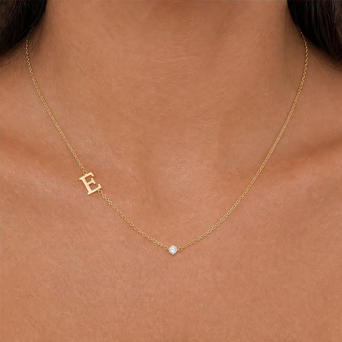 Initial Necklace with Cubic Zirconia
