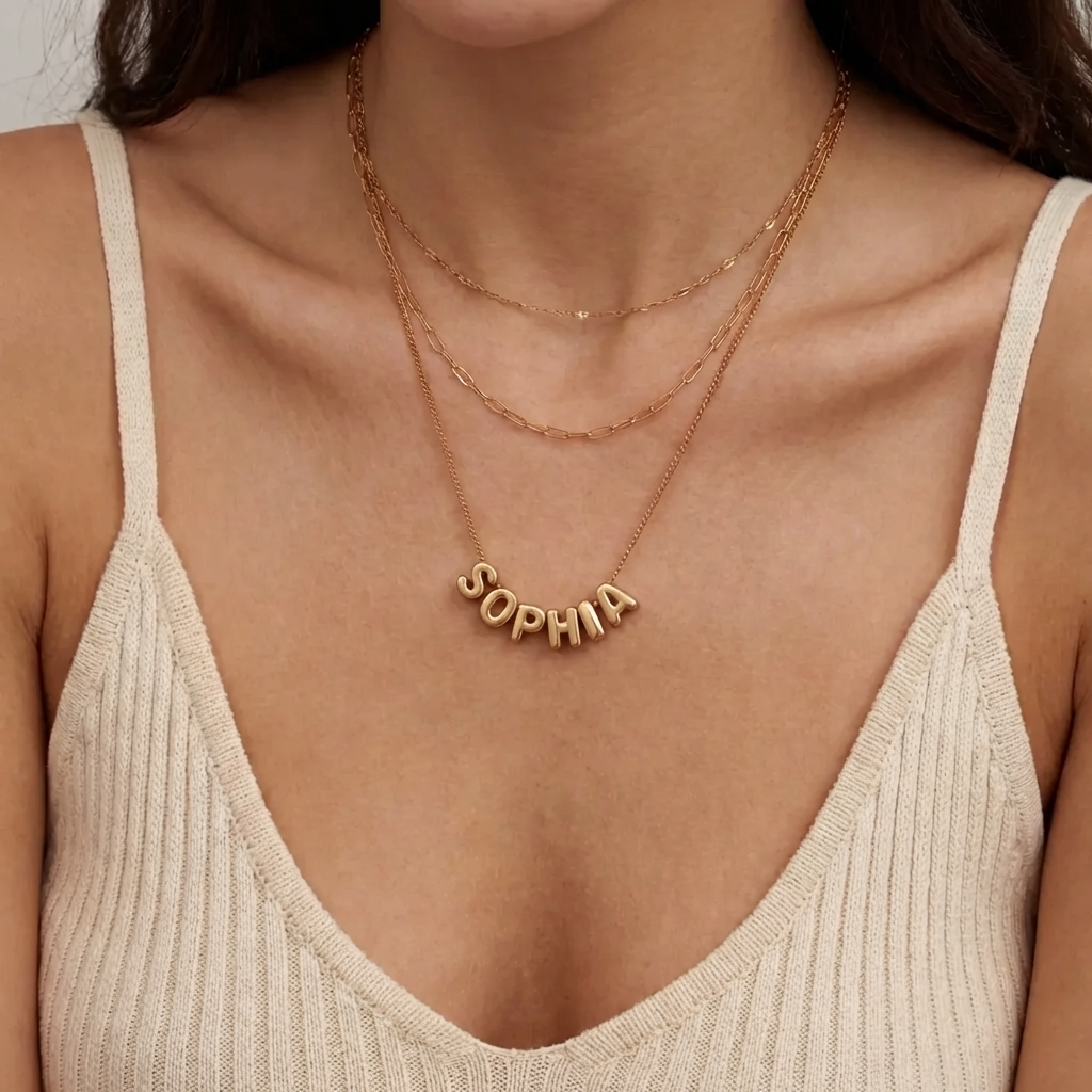 Personalized Bubble-Style Name Necklace