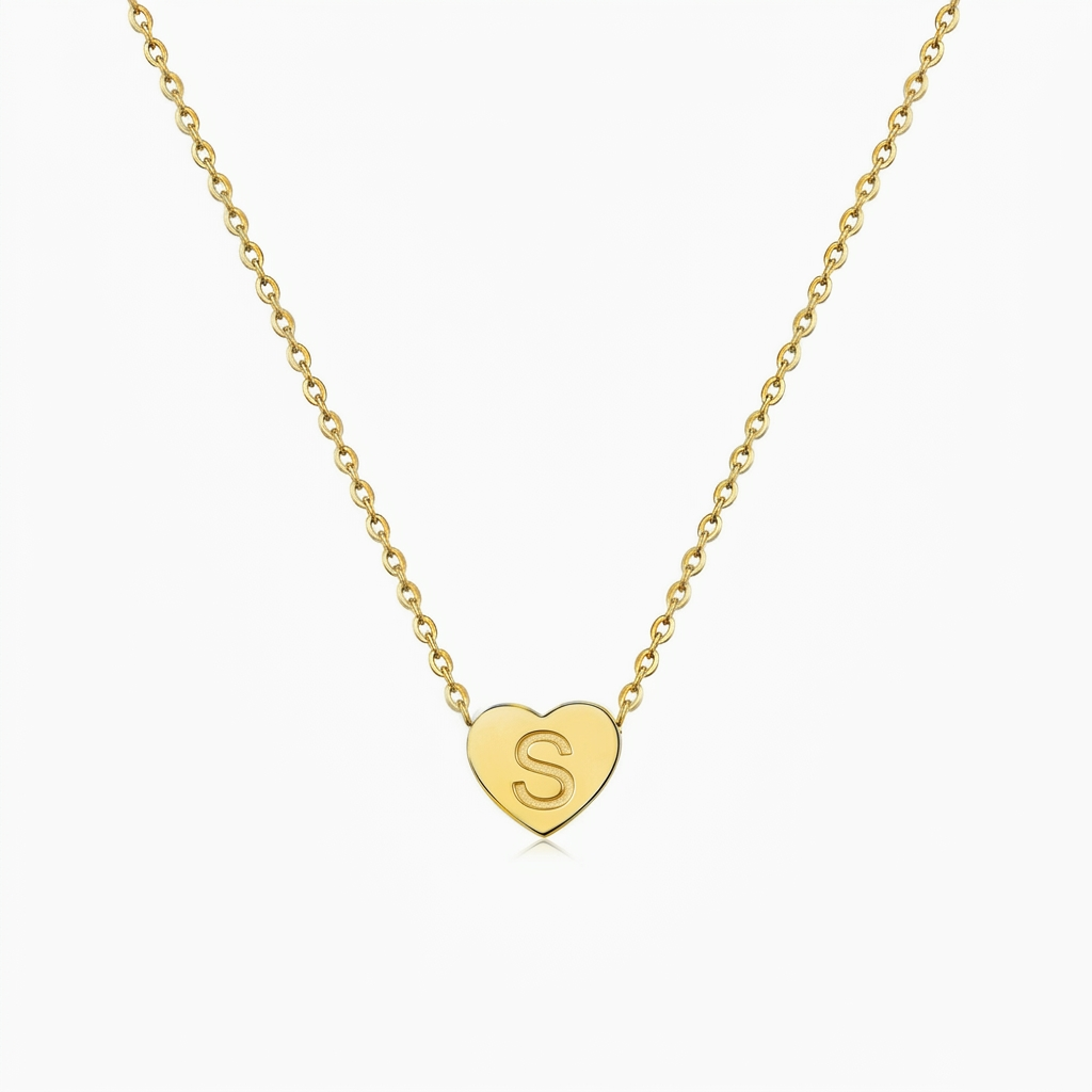 Heart-shaped initial necklace