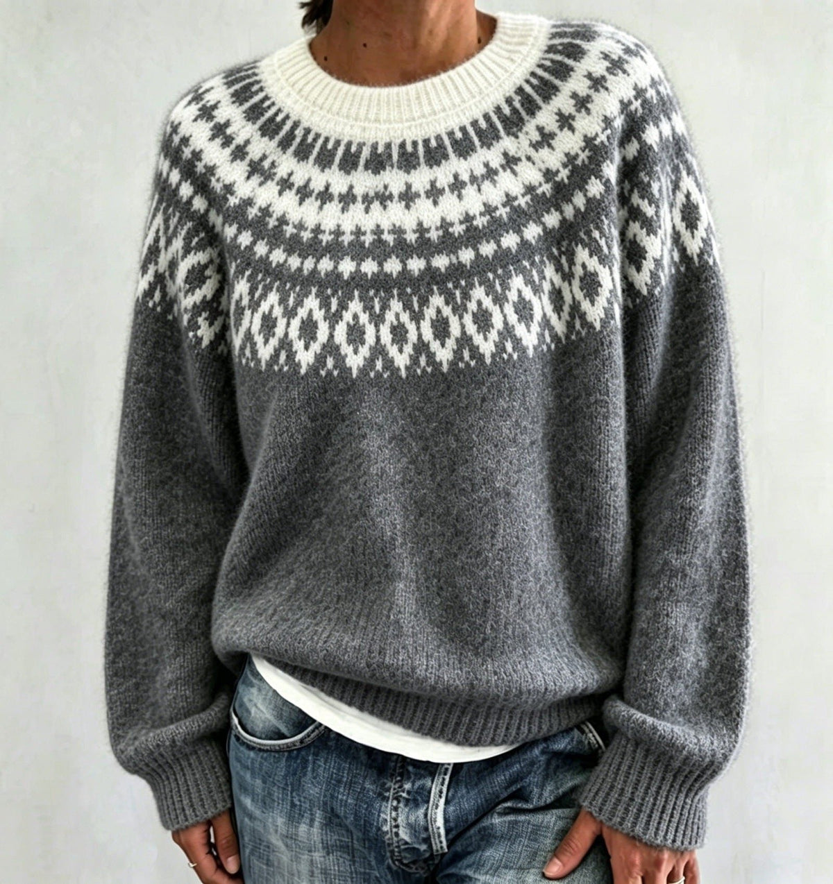 Olalla | Women's Fair Isle Crew Neck Sweater