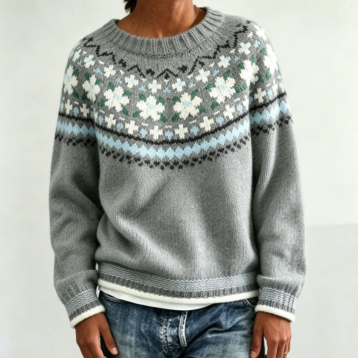 Olalla | Women's Fair Isle Crew Neck Sweater