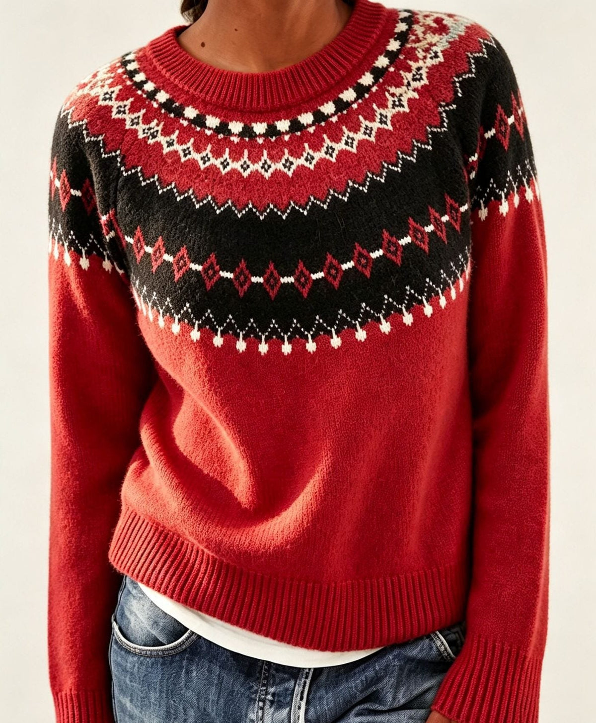 Olalla | Women's Fair Isle Crew Neck Sweater