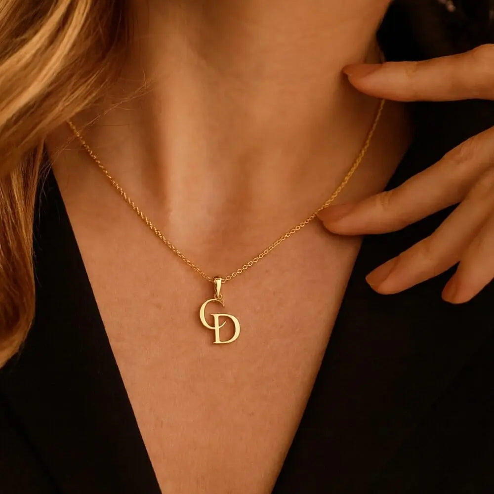 Personalized Initial Necklace – Intertwined Letters with Monogram