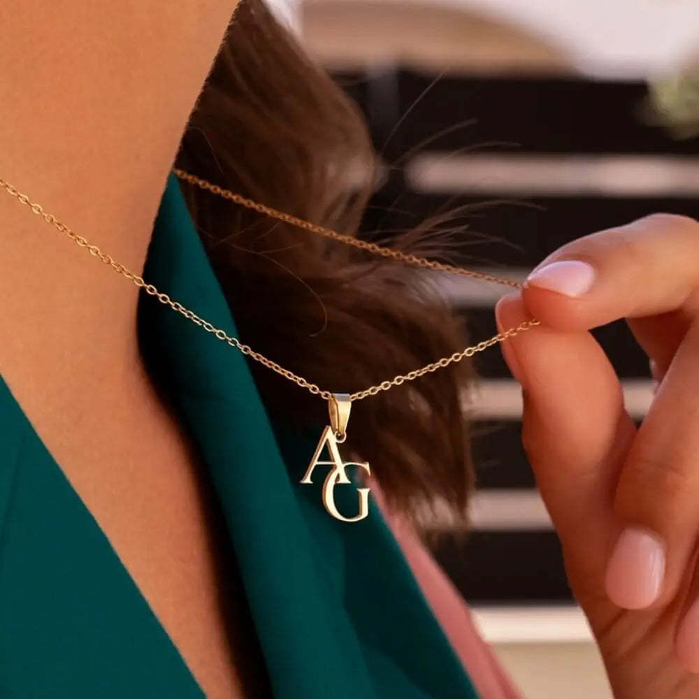 Personalized Initial Necklace – Intertwined Letters with Monogram