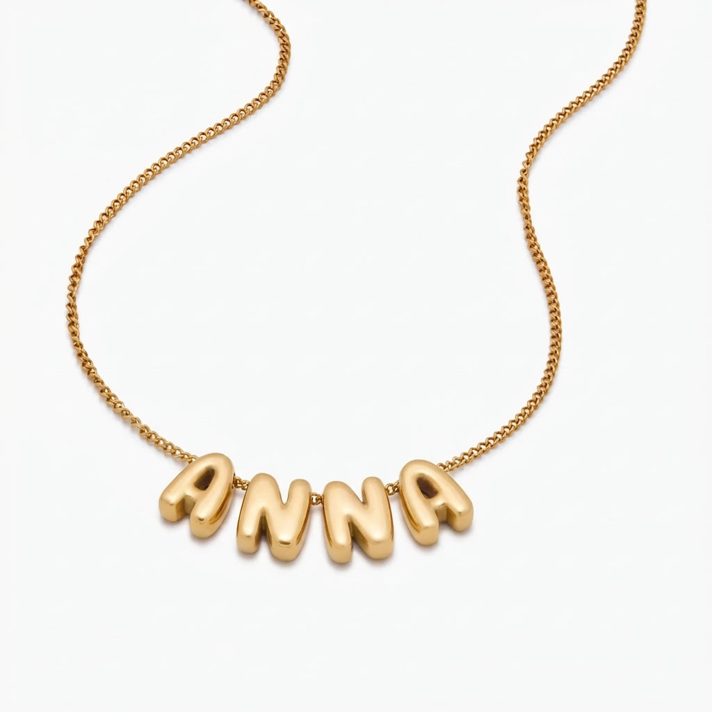 Personalized Bubble-Style Name Necklace