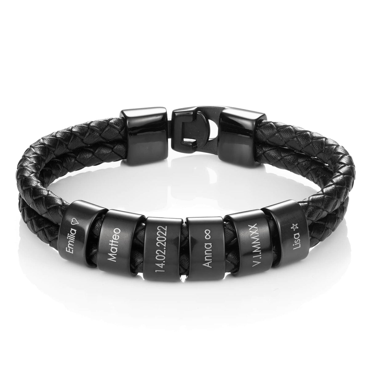 Men’s Engraved Bracelet – Personalized Leather Bracelet with Names