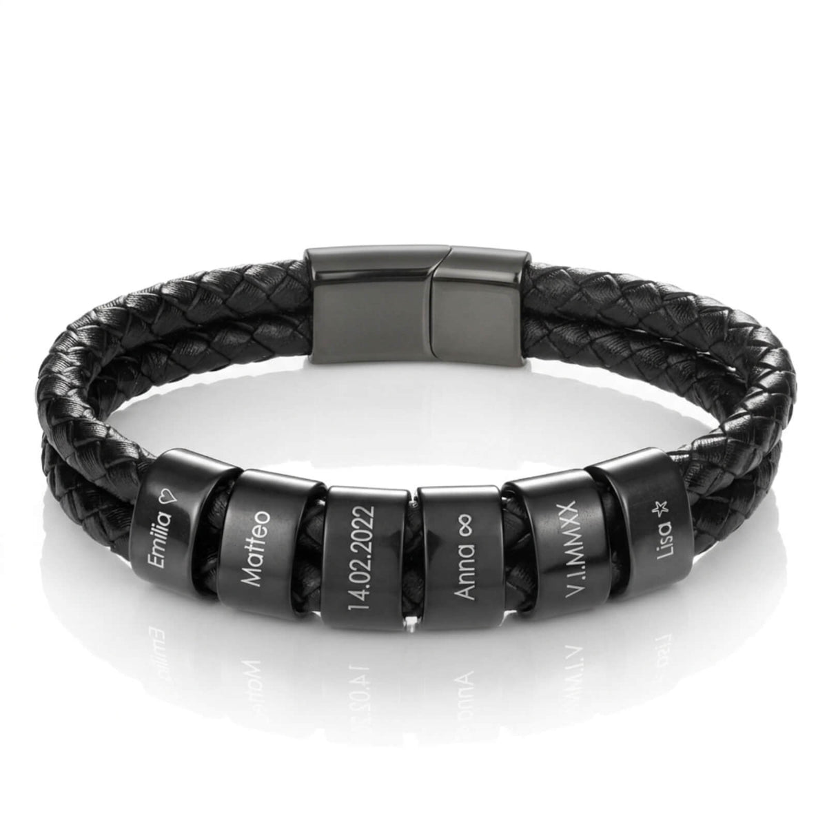Men’s Engraved Bracelet – Personalized Leather Bracelet with Names