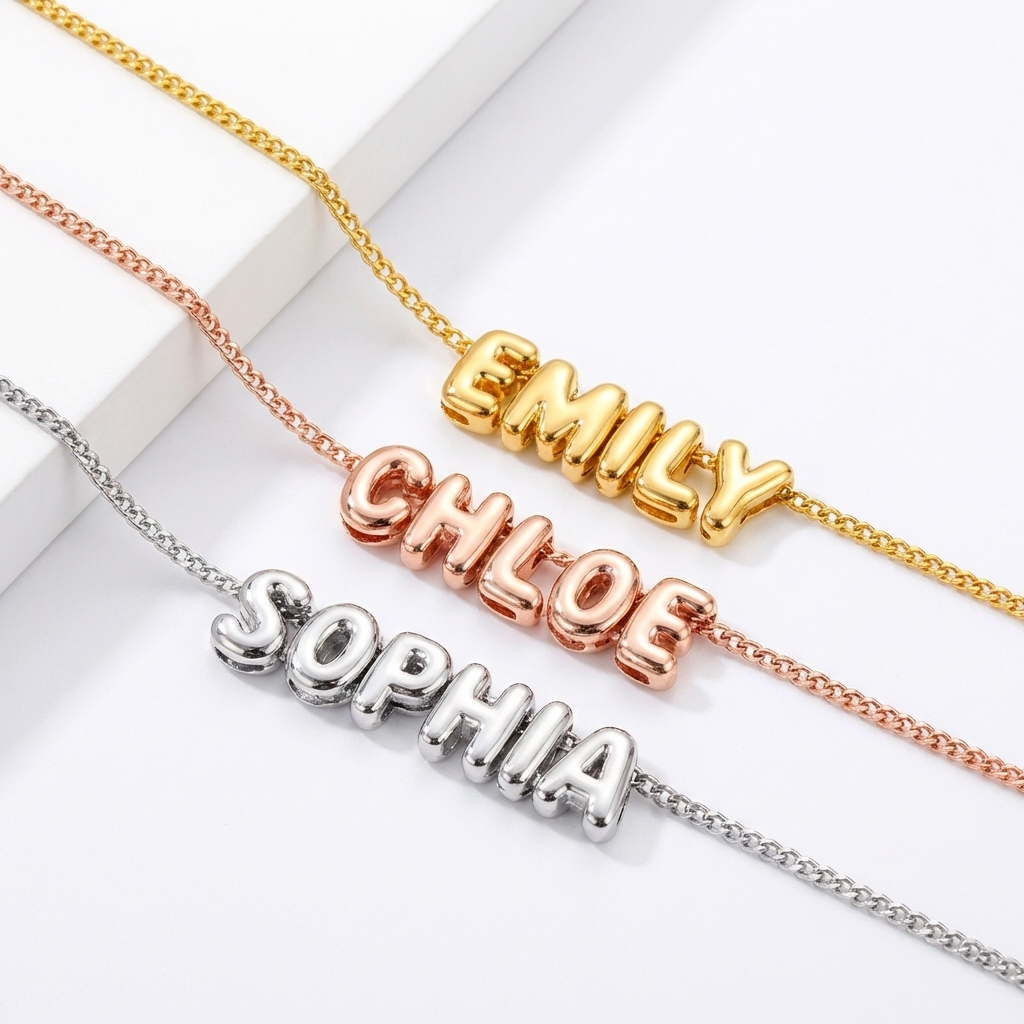 Personalized Bubble-Style Name Necklace
