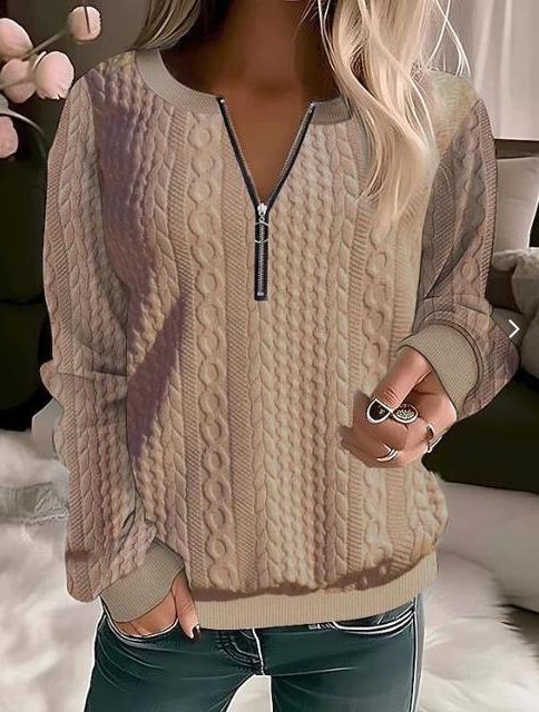 Zoe | Women's Cable-Knit Cropped Half-Zip Sweater