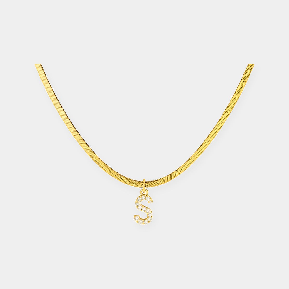 Necklace with Initial and Cubic Zirconia