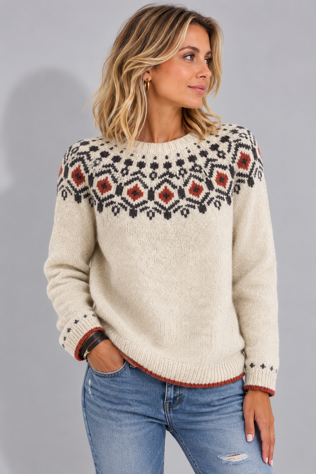 Dalia | Women's Cozy Fair Isle Pullover Sweater