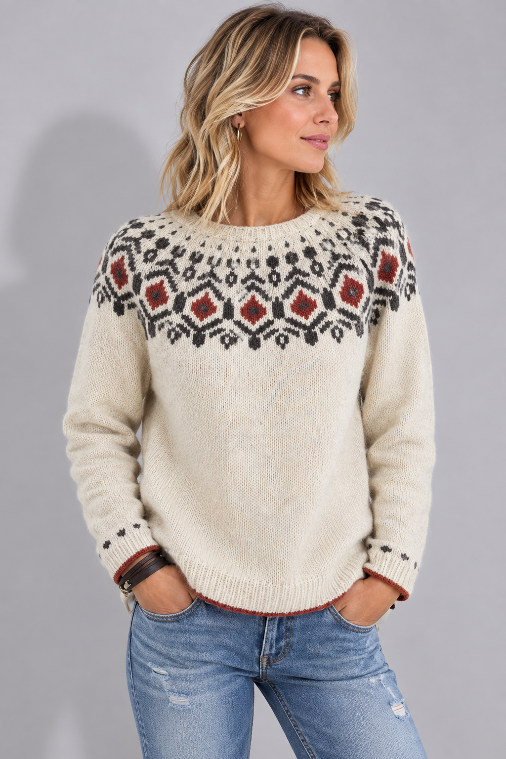 Dalia | Women's Cozy Fair Isle Pullover Sweater