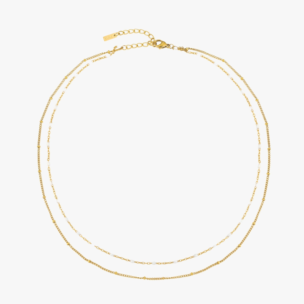 Layered Necklace with Double Beaded Chain