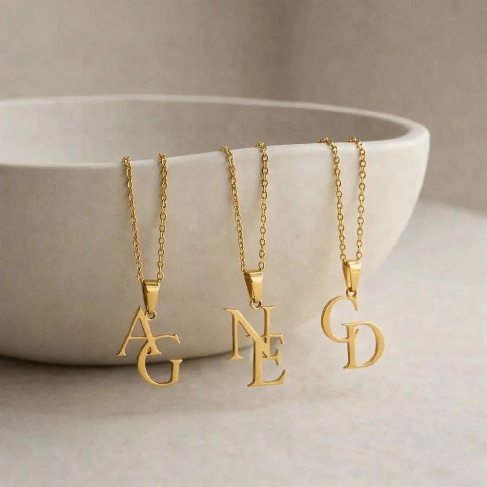 Personalized Initial Necklace – Intertwined Letters with Monogram