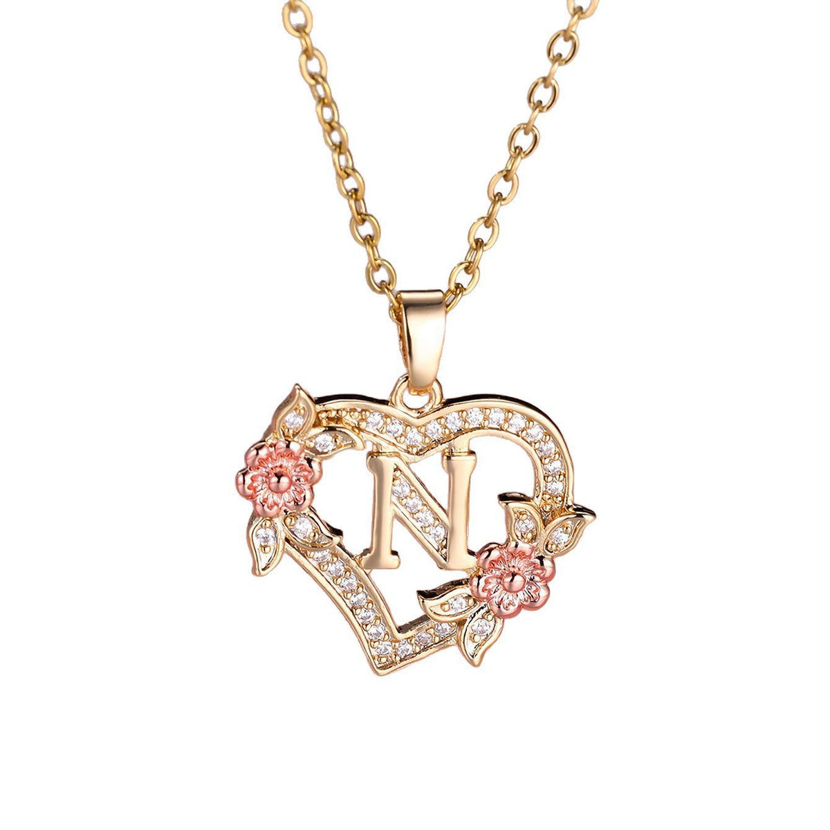 Personalized Necklace with an Initial in a Floral Design