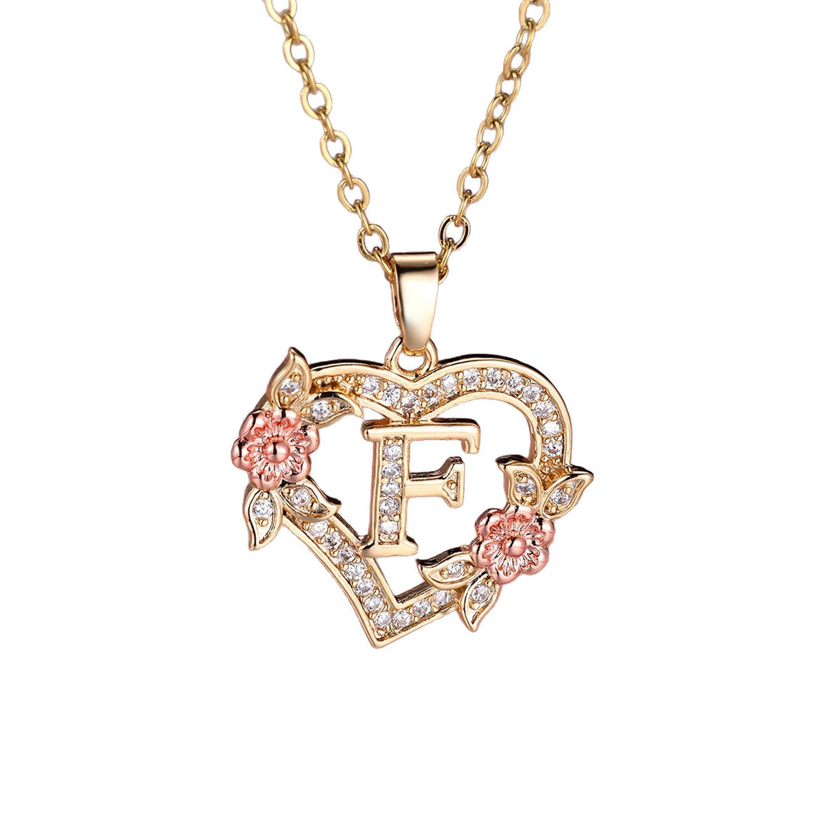 Personalized Necklace with an Initial in a Floral Design