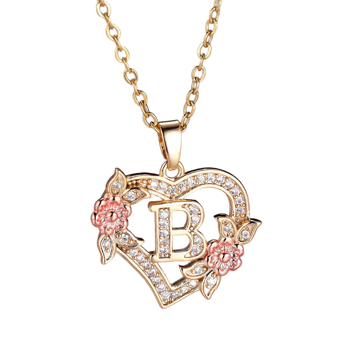 Personalized Necklace with an Initial in a Floral Design