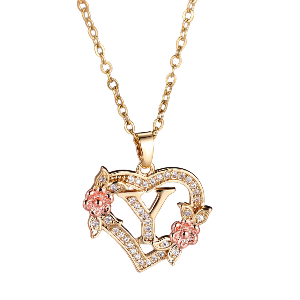 Personalized Necklace with an Initial in a Floral Design