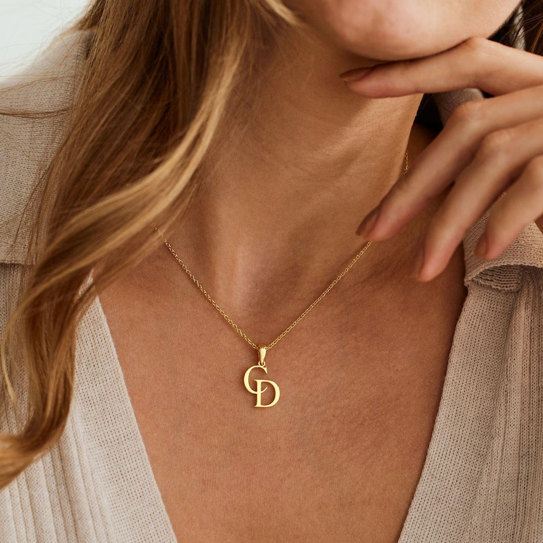Personalized Initial Necklace – Intertwined Letters with Monogram