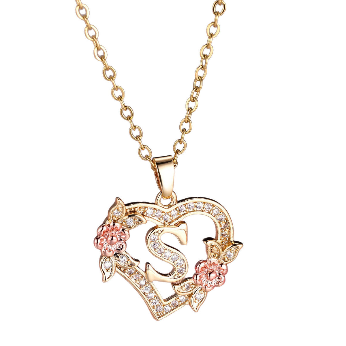 Personalized Necklace with an Initial in a Floral Design