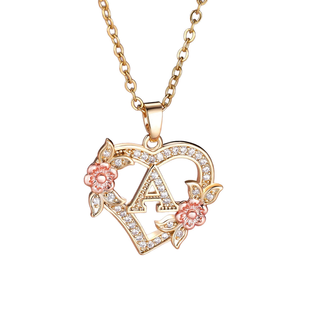 Personalized Necklace with an Initial in a Floral Design