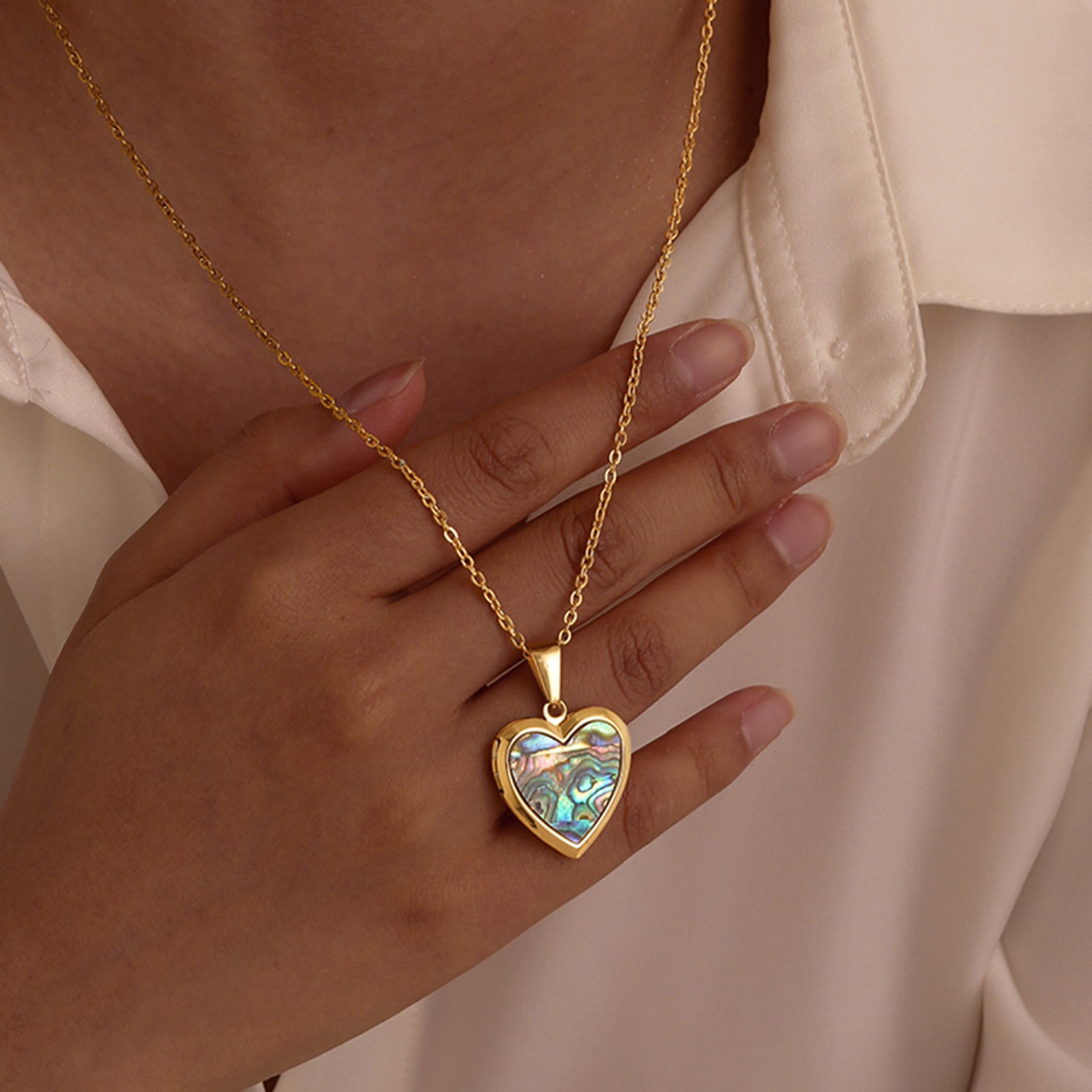 Personalized Mother of Pearl Locket Necklace