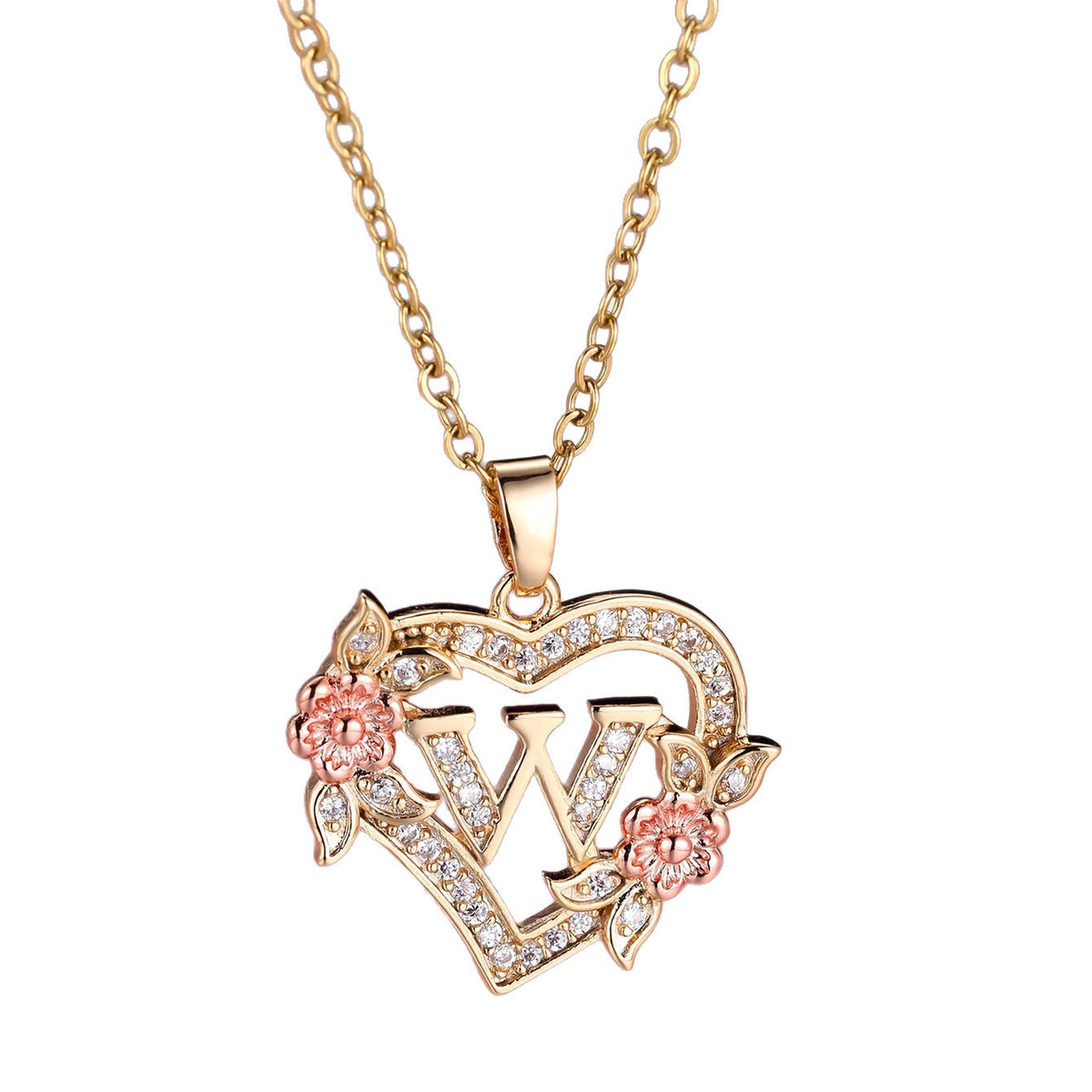 Personalized Necklace with an Initial in a Floral Design