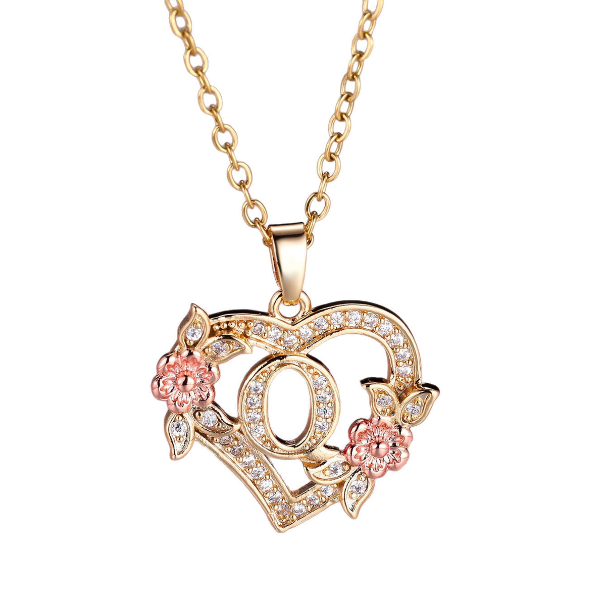 Personalized Necklace with an Initial in a Floral Design
