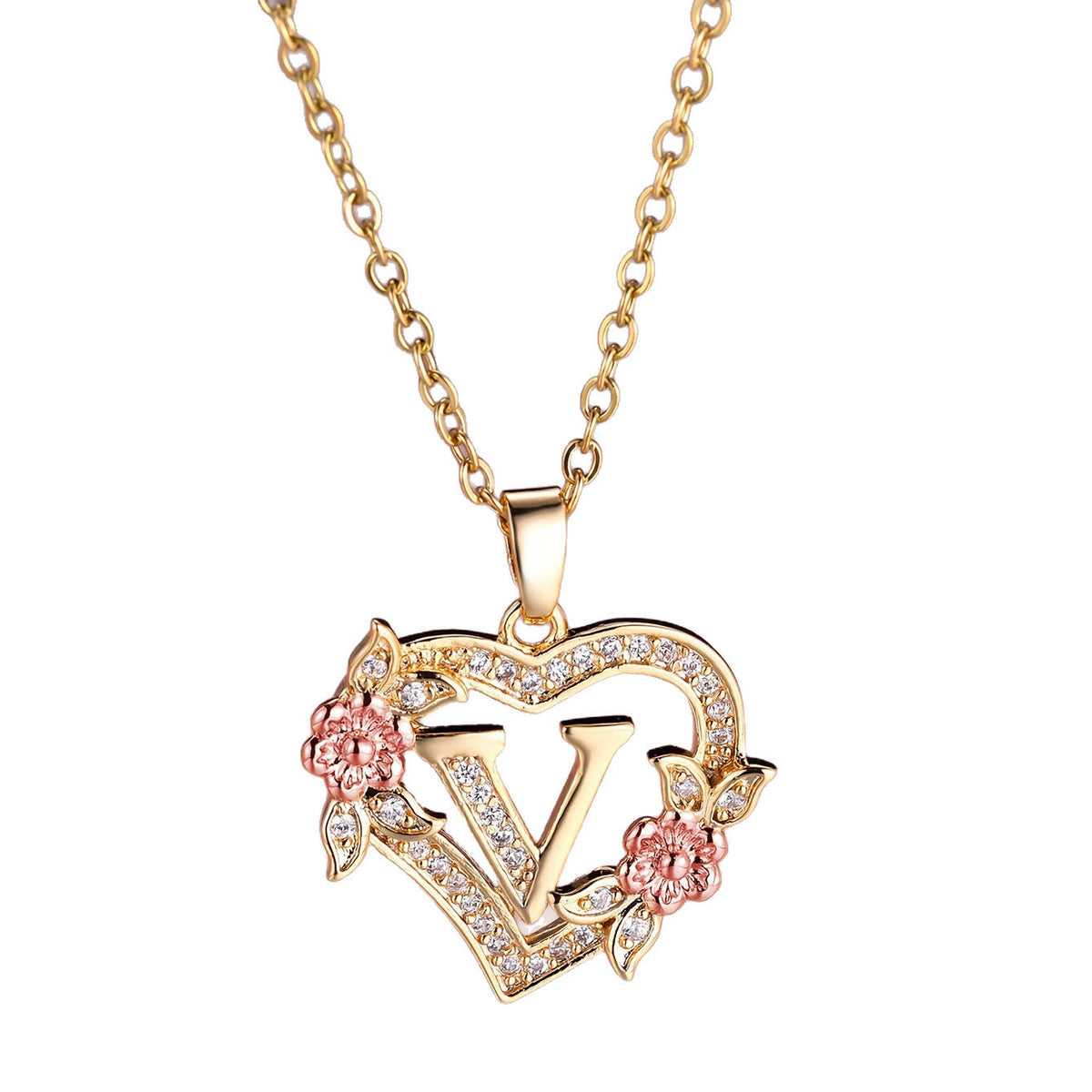 Personalized Necklace with an Initial in a Floral Design