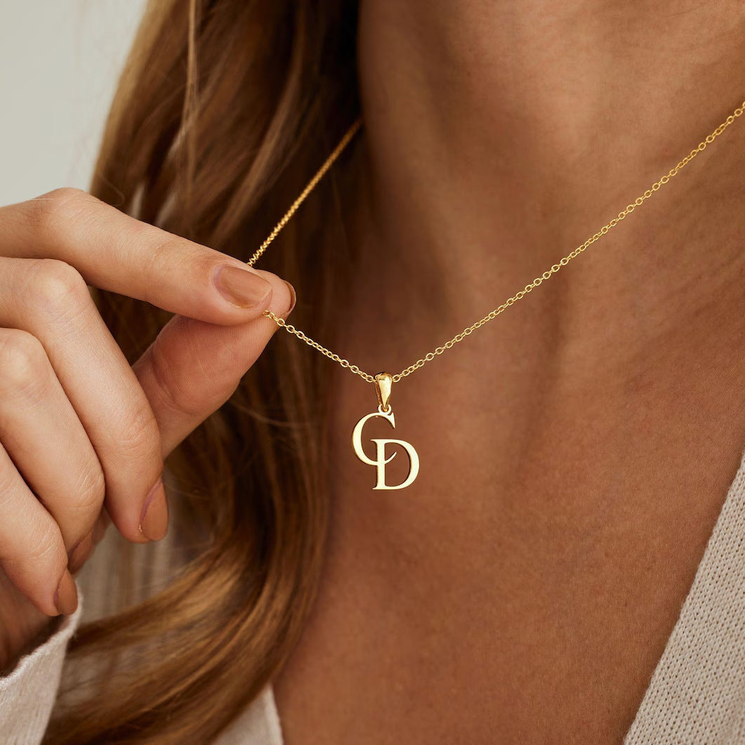 Personalized Initial Necklace – Intertwined Letters with Monogram