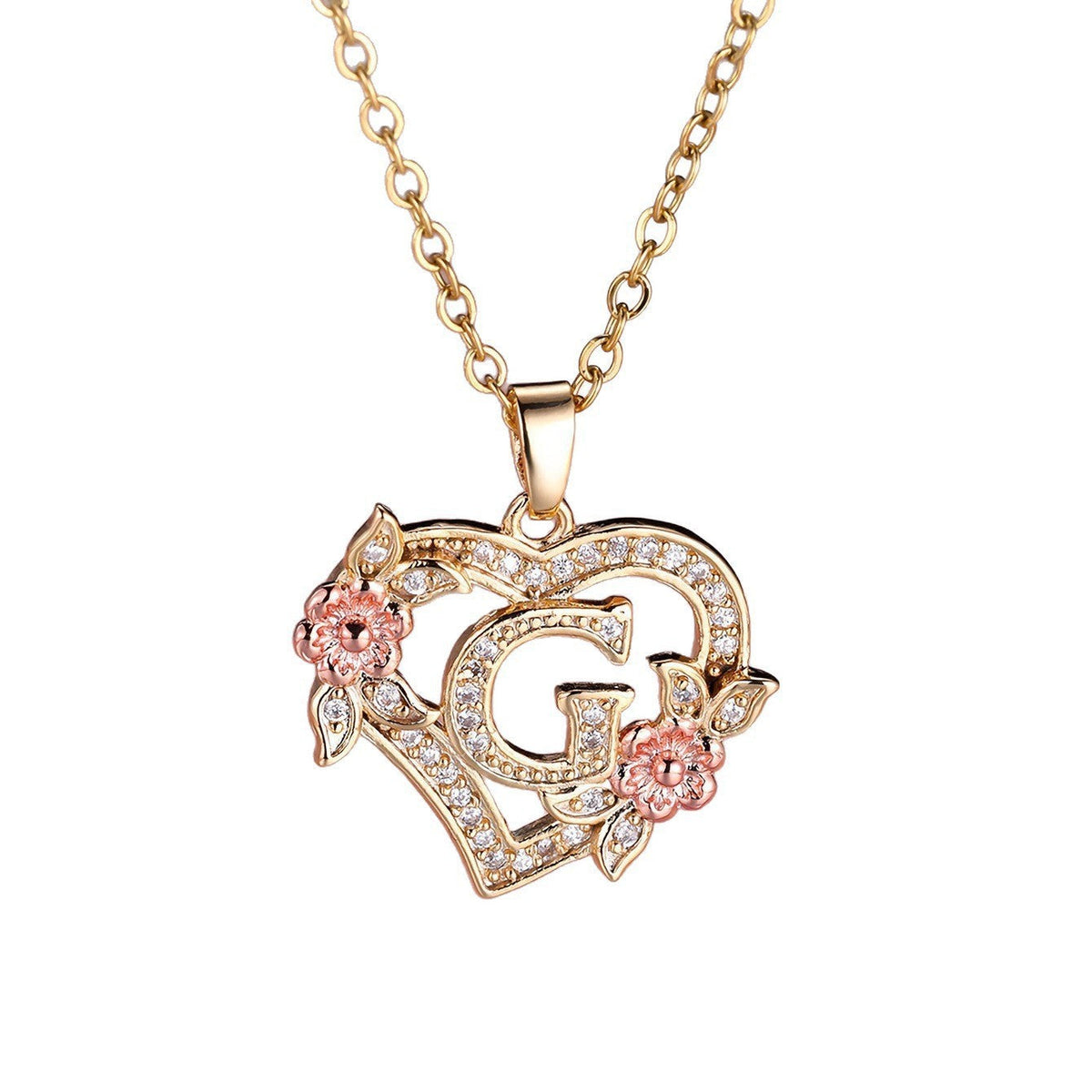 Personalized Necklace with an Initial in a Floral Design