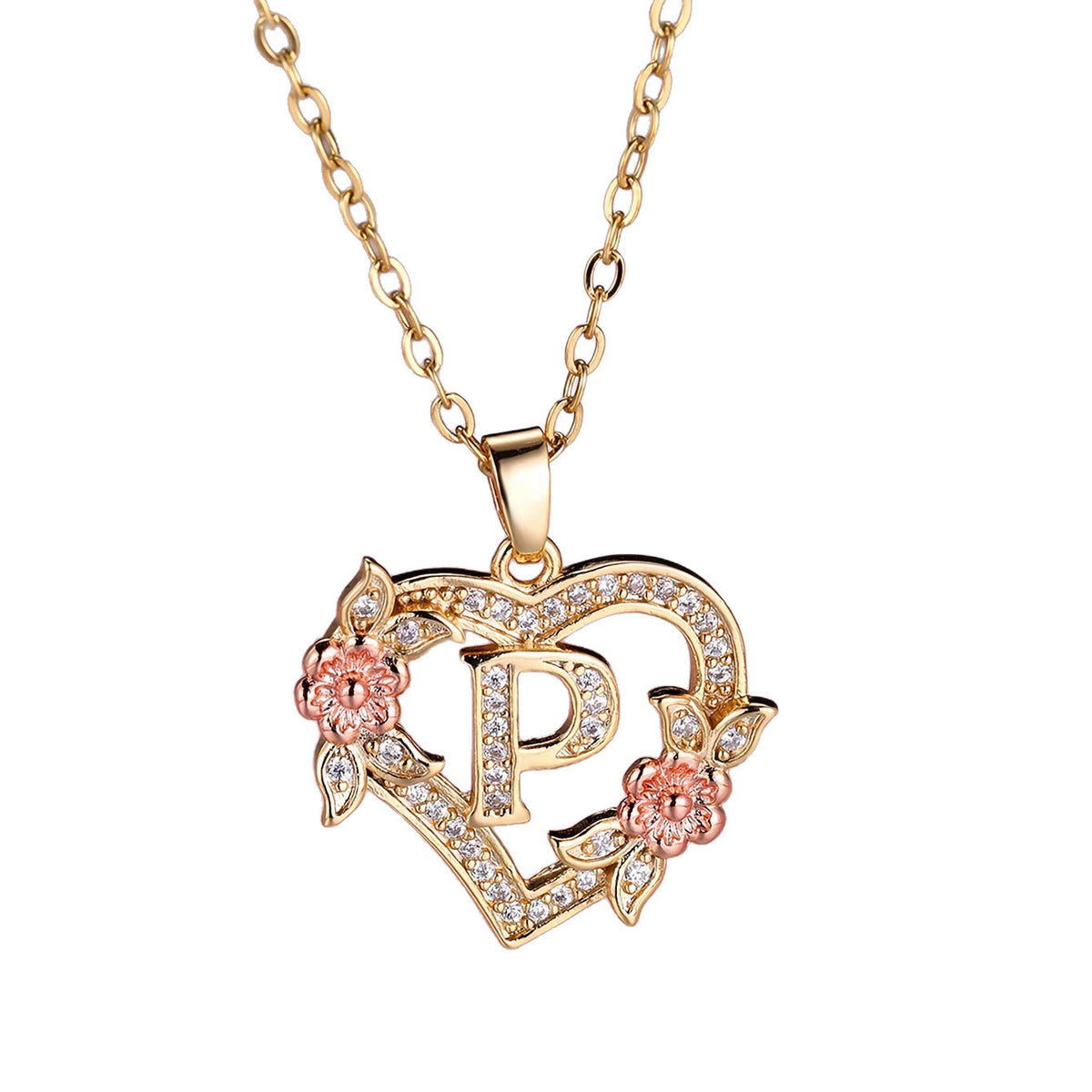 Personalized Necklace with an Initial in a Floral Design