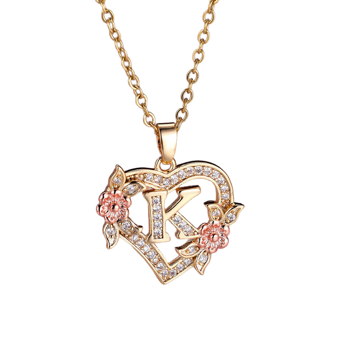Personalized Necklace with an Initial in a Floral Design