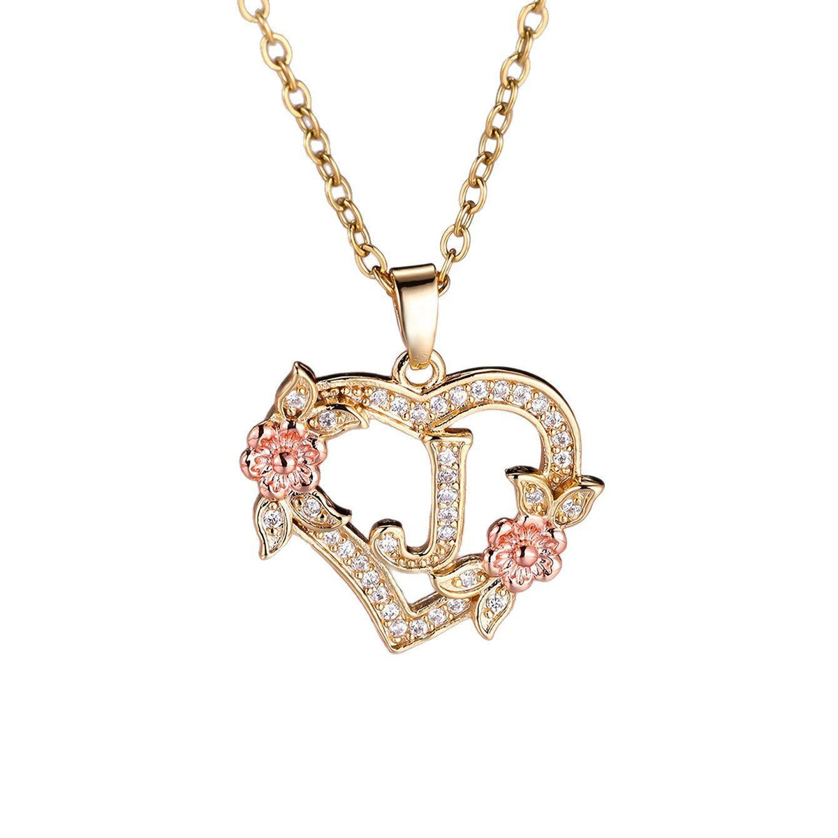 Personalized Necklace with an Initial in a Floral Design
