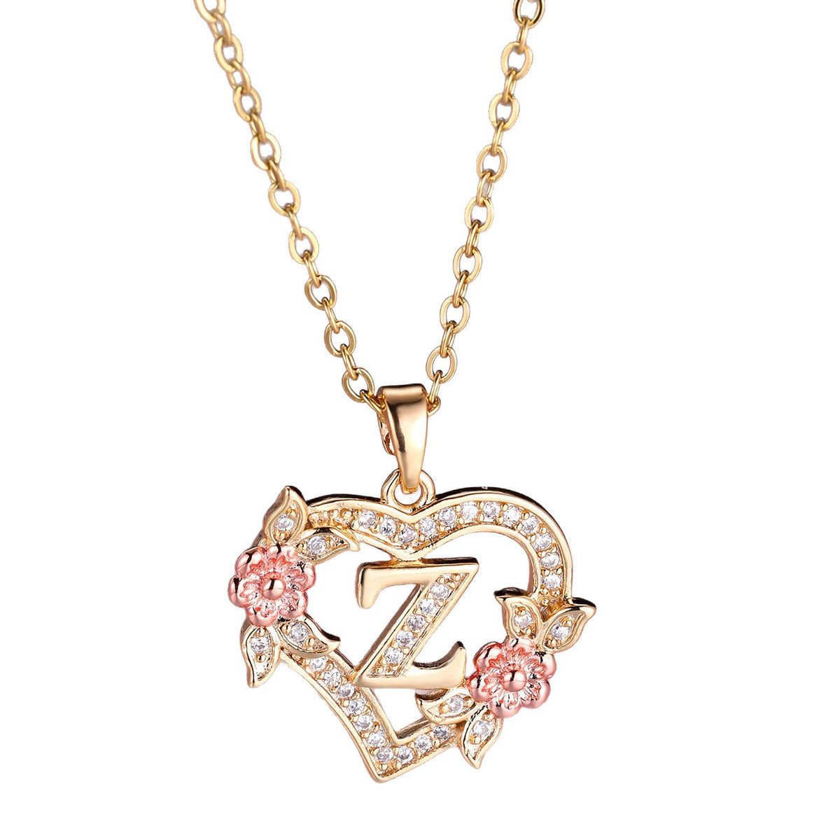 Personalized Necklace with an Initial in a Floral Design