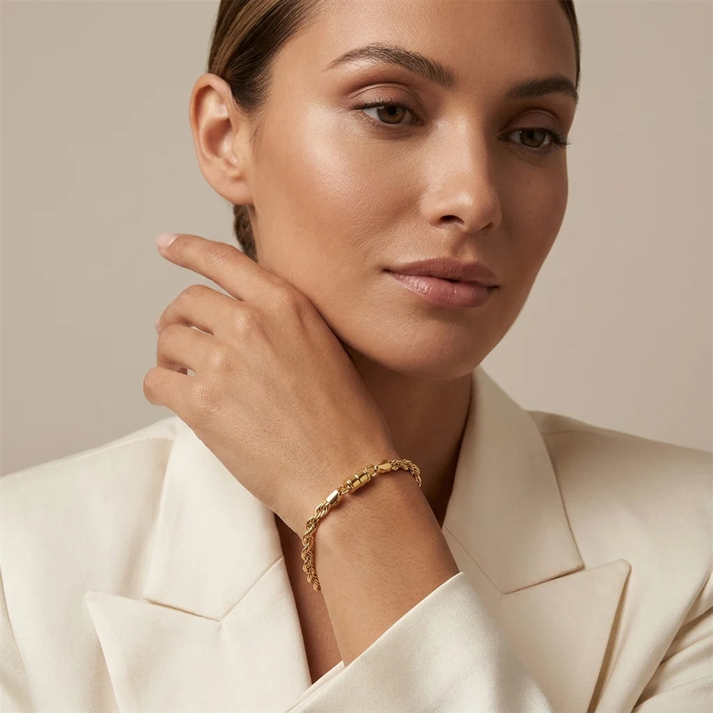 Gold-Plated Twisted-Chain Bracelet – 14K Gold