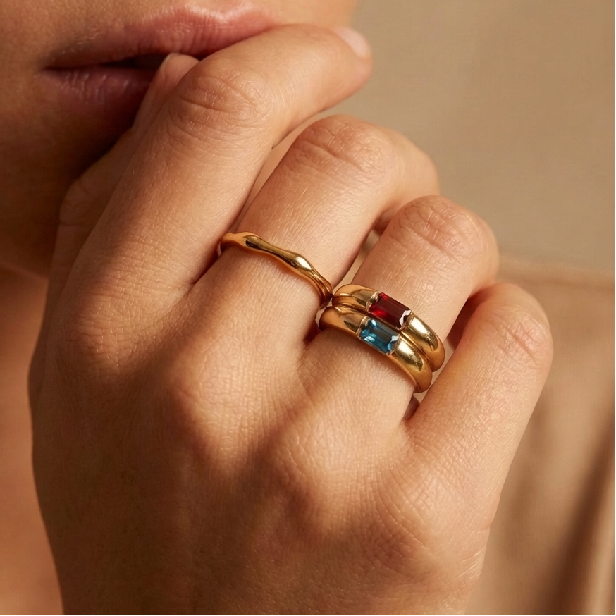 Baguette-Cut Birthstone Ring