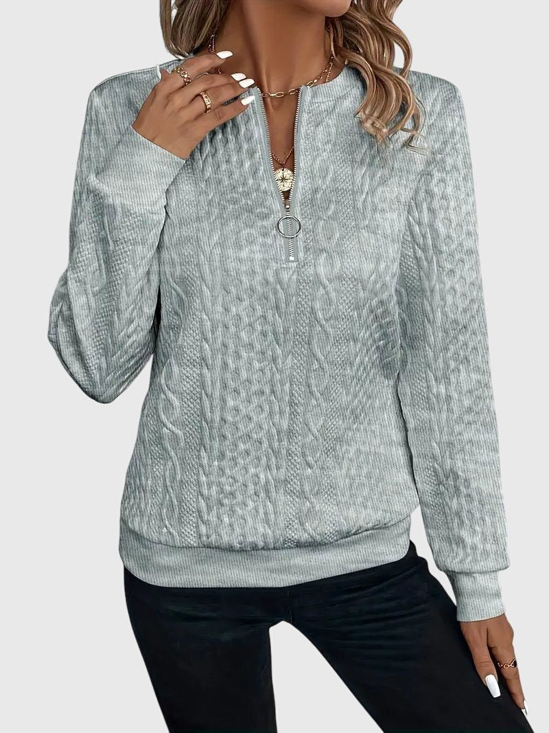 Ambretta | Women's Cozy Cable Knit Zip-Up Sweater