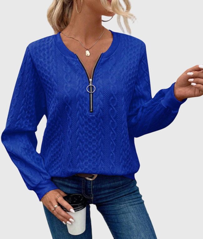 Ambretta | Women's Cozy Cable Knit Zip-Up Sweater
