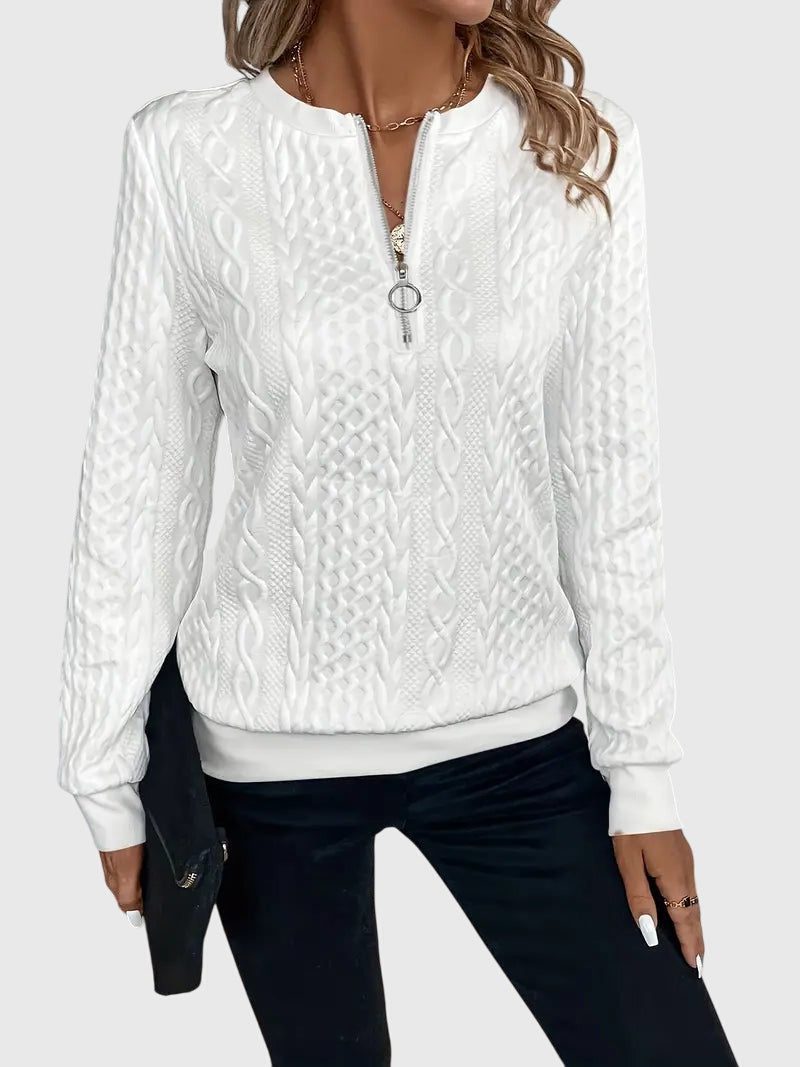 Ambretta | Women's Cozy Cable Knit Zip-Up Sweater