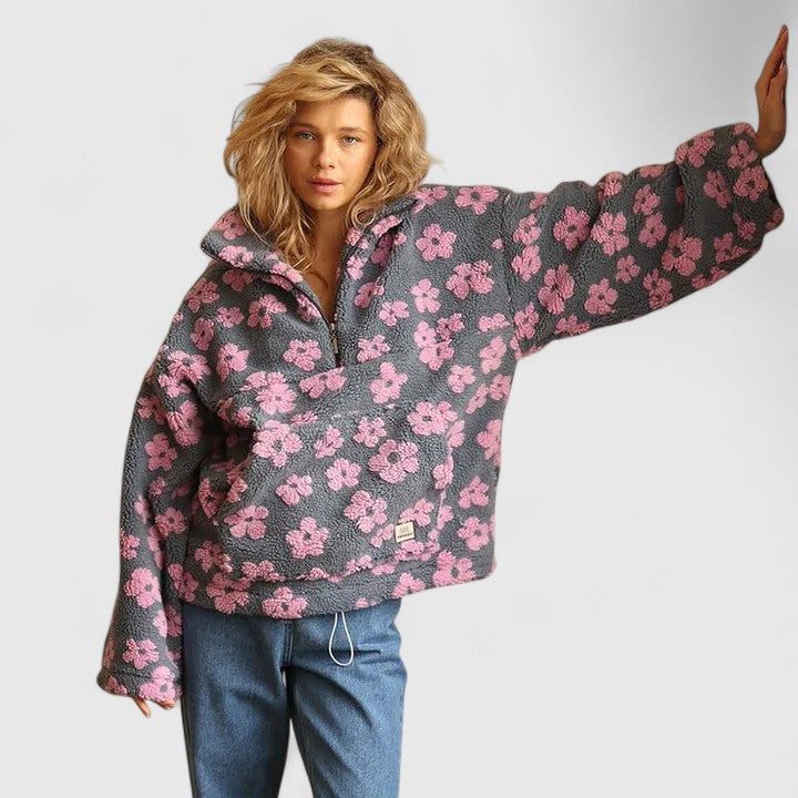 Briony | Floral Fleece Half-Zip Sweater for Women