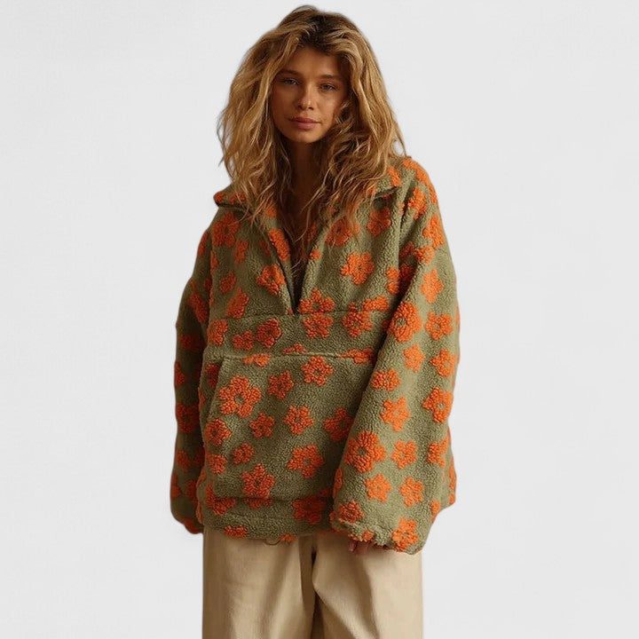 Briony | Floral Fleece Half-Zip Sweater for Women