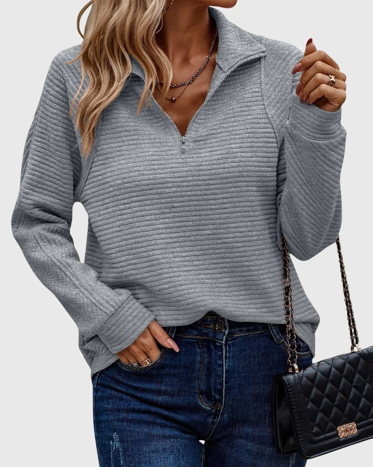 Brunna | Ribbed Knit Half-Zip Sweater for Women