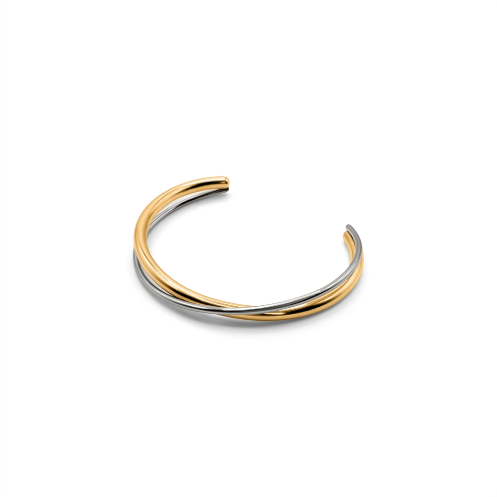 Double Rigid Cuff Bracelet – 18K Gold-Plated