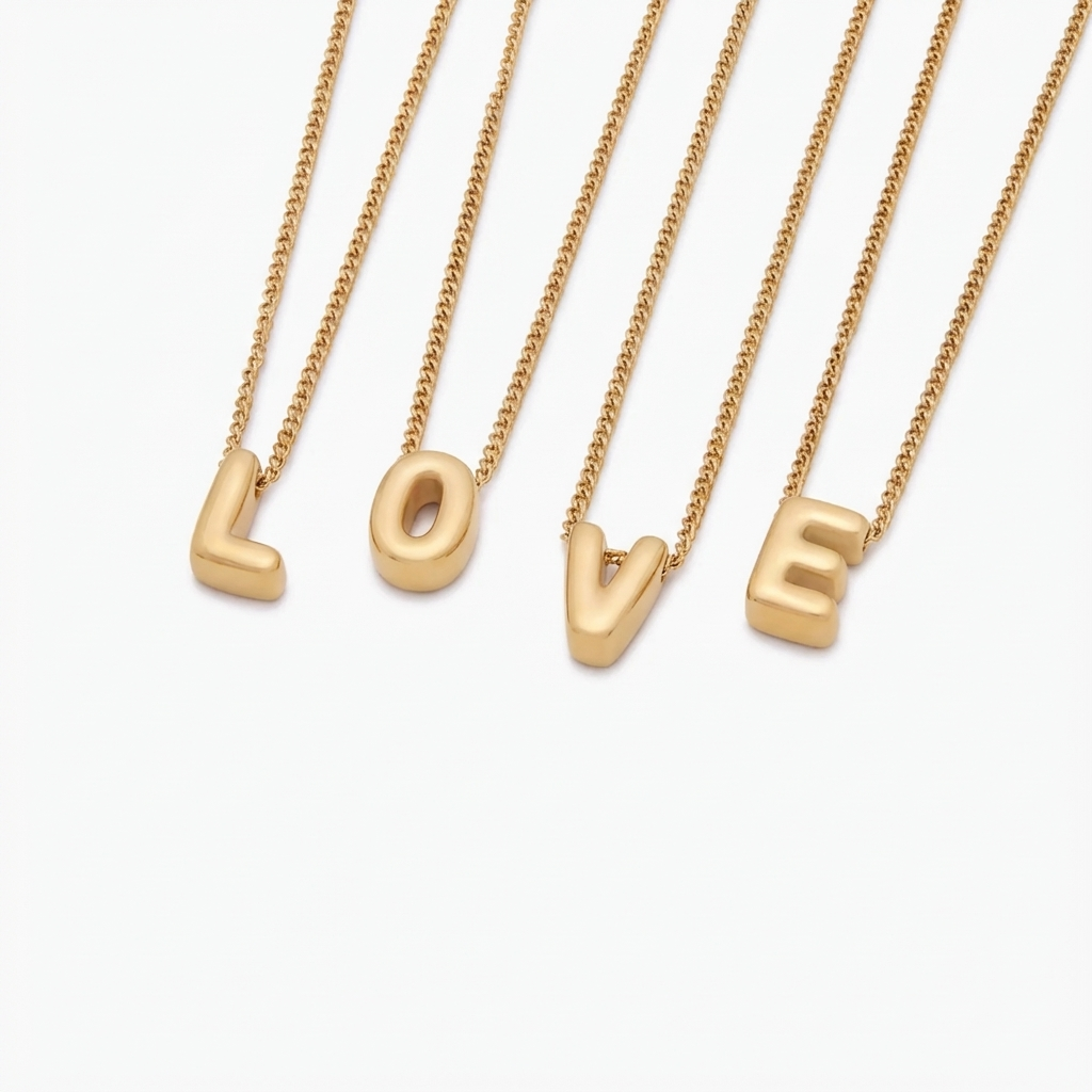 Bubble-shaped necklace with an initial pendant