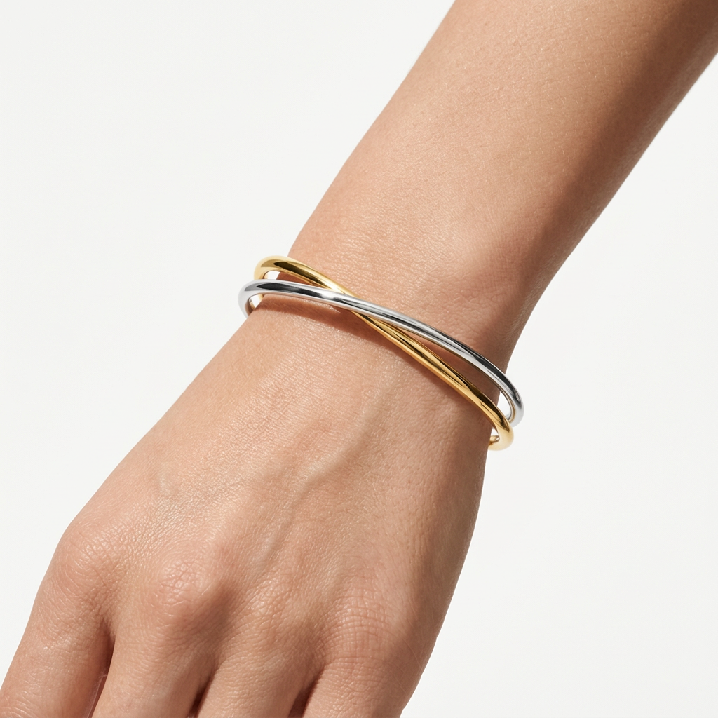 Double Rigid Cuff Bracelet – 18K Gold-Plated