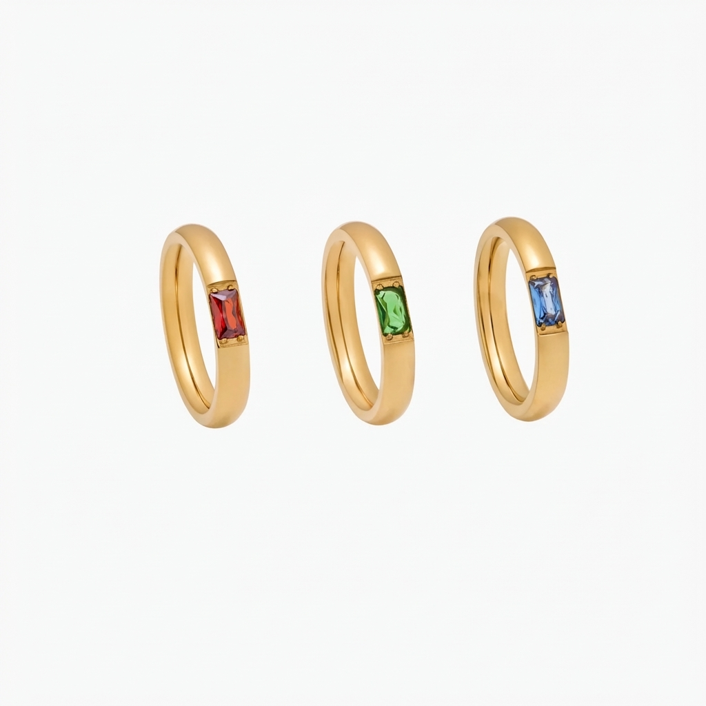 Baguette-Cut Birthstone Ring