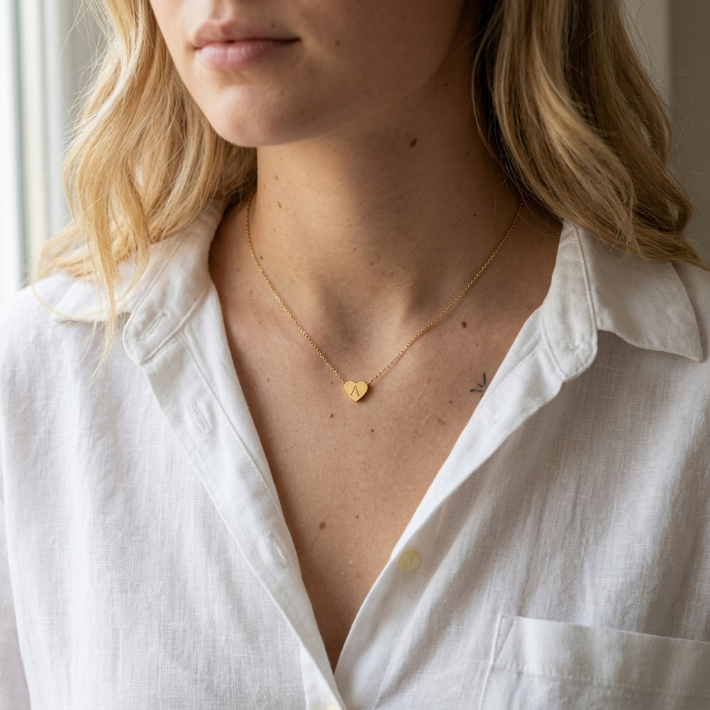 Heart-shaped initial necklace