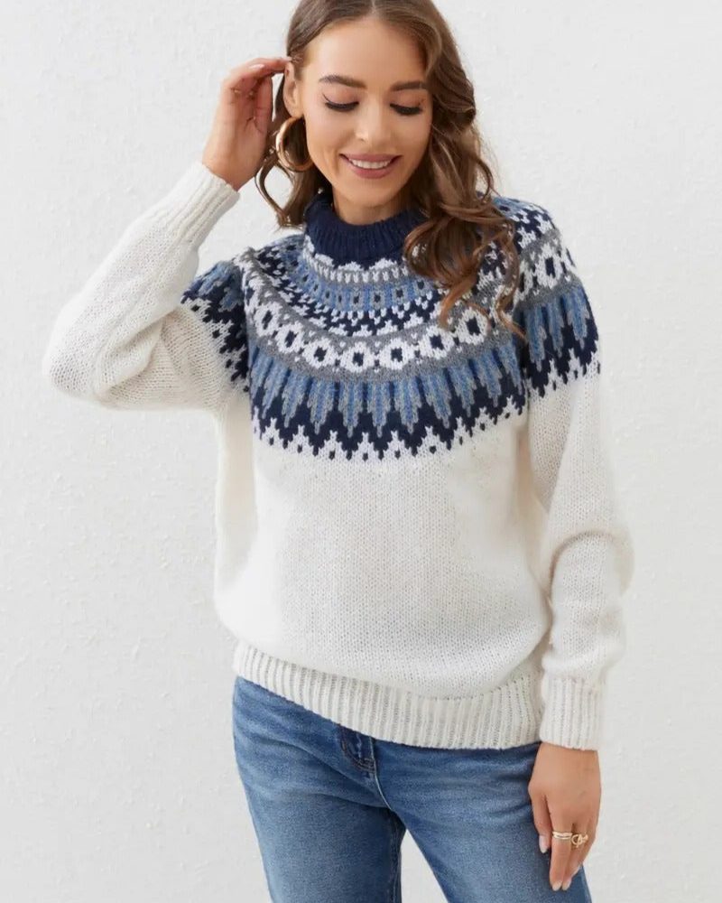 Estrella Women’s Fair Isle Crew Neck Sweater