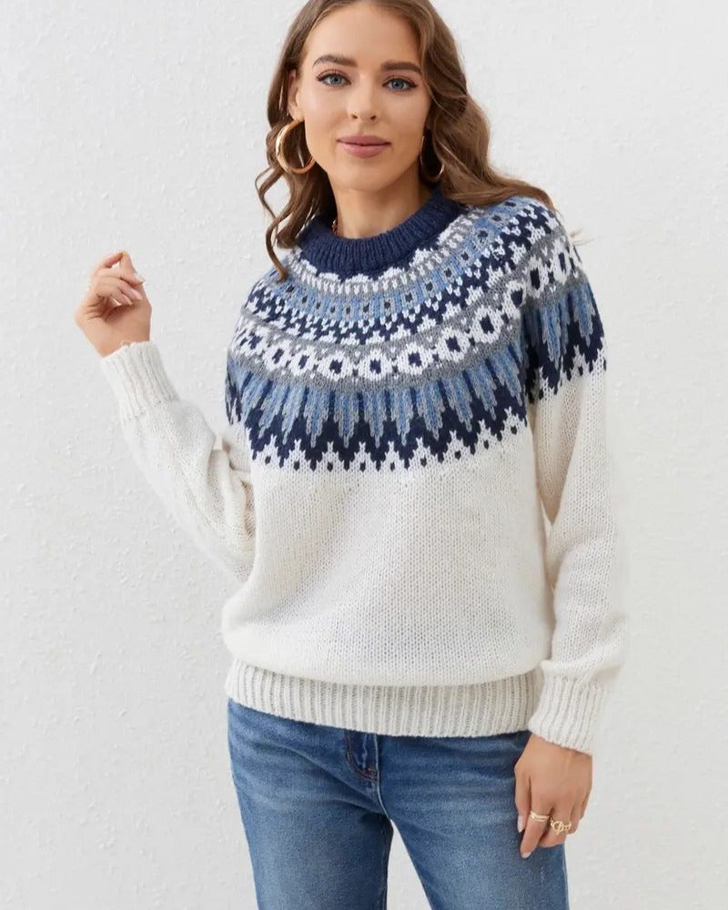 Estrella Women’s Fair Isle Crew Neck Sweater
